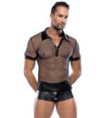 Transparant heren netshirt met wetlook details - Afbeelding 6