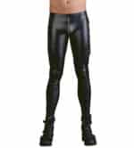 Slim-fit Bikerbroek in Matte Look met Rits en Details