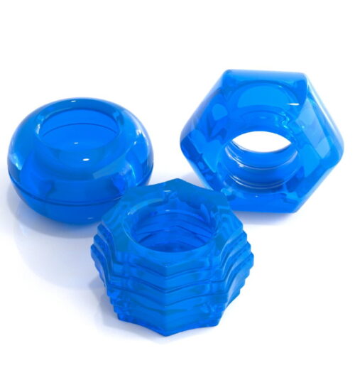 3 delige blauwe penisring set