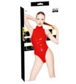 Body en vinyl rouge avec fermeture éclair à double sens – Image 7