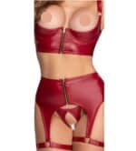3-delige Open Lingerie Set, Mat Bordeaux - Afbeelding 3