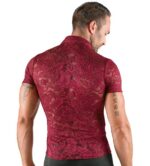 Chemise homme transparente en dentelle rouge foncé – Image 3