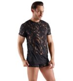 T-shirt homme noir transparent à effet dévoré – Image 3