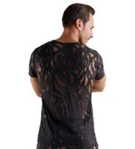 T-shirt homme noir transparent à effet dévoré – Image 4