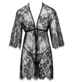 Déshabillé court en dentelle noire avec string – Image 4