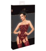 Strapless Bordeaux Jarretelkorset met Fluweelprint - Afbeelding 11