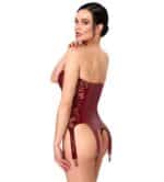 Strapless Bordeaux Jarretelkorset met Fluweelprint - Afbeelding 3