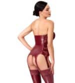 Strapless Bordeaux Jarretelkorset met Fluweelprint - Afbeelding 4