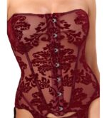 Strapless Bordeaux Jarretelkorset met Fluweelprint - Afbeelding 8