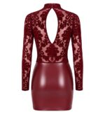 Bordeaux Mini Jurk met Transparante Top en Choker - Afbeelding 7