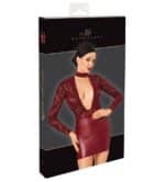 Bordeaux Mini Jurk met Transparante Top en Choker - Afbeelding 11