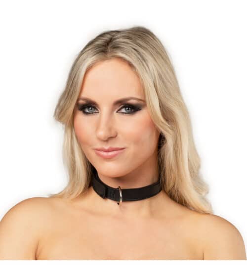 Leren halsband met D-ring