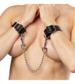 Menottes BDSM en cuir véritable avec chaîne amovible – Image 2