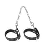 Menottes BDSM en cuir véritable avec chaîne amovible – Image 3
