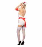 Tenue d’infirmière sexy blanche et rouge avec jarretelles – Image 2