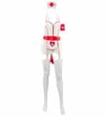 Tenue d’infirmière sexy blanche et rouge avec jarretelles – Image 5