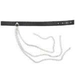 Collier choker en cuir avec chaînes argentées. – Image 3